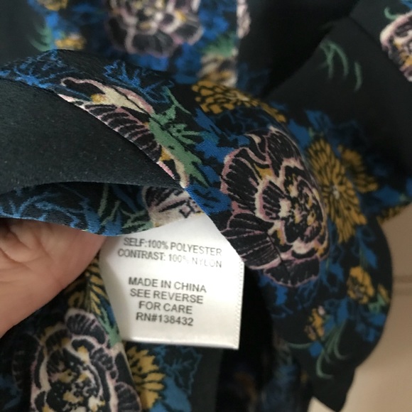 NWOT ModCloth Floral Collared Navy Blouse - Picture 5 of 5